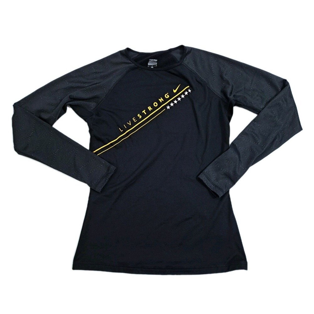 Nike Pro Livestrong Hyperwarm Womens Medium Long Sleeve Fitted Active Shirt